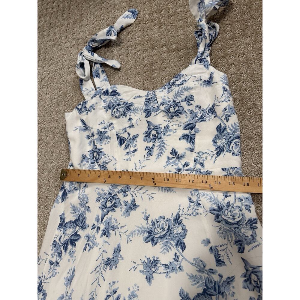 Billy J Alessandra Tie Up Midi Dress - Blue Floral - Size 16 - Tie Strap - Picture 9 of 15